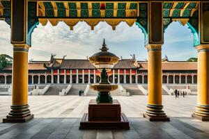 il d'oro vaso nel il cortile di il imperiale palazzo nel hanoi, Vietnam. ai-generato foto