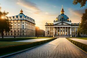 il bellissimo edificio di il Università di st petersburg nel Russia. ai-generato foto