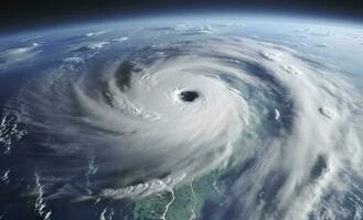 super tifone, tropicale tempesta, ciclone, tornado, al di sopra di oceano. tempo metereologico sfondo. generativo ai foto