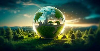 globo, preoccupazione per il ambiente, ecosistema, energia Salvataggio concerto - ai generato Immagine foto