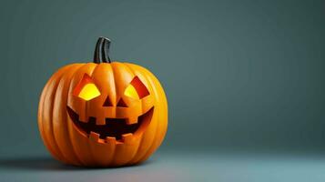 un' Jack o lanterna Halloween zucca su un' pastello sfondo Perfetto per delicato di stagione arredamento foto