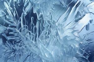 astratto ghiaccio textures su auto finestra nel inverno. smerigliato bicchiere e Ghiaccio. un' strutturato Guarda. sfondi e textures concetto. ai generativo foto