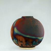 raku ceramica ceramica vaso arcobaleno aurora strutturato modello casa arredamento pezzo a partire dal raaquu di adil ghani a partire dal Malaysia foto