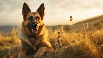 ai generato cucciolo cane razza all'aperto parco Marrone canino autunno domestico carino animale erba mammifero al di fuori pastore Tedesco Tedesco pastore bellissimo natura animale domestico verde ritratto foto