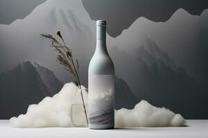 modello di lusso vino bottiglia su un' naturale stile sfondo foto