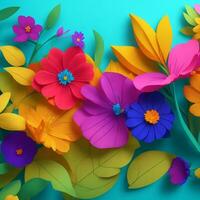 il floreale di moda astratto sfondo con 3d carta fiori. ai generato. foto