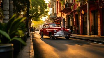 vecchio americano auto su il strada nel l'Avana, Cuba. foto