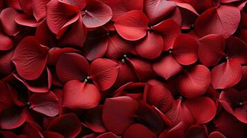 ai-generato rosso bellissimo appassionato fresco rosa petali, amore romantico San Valentino giorno fiori struttura sfondo foto