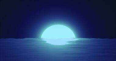 astratto blu Luna al di sopra di acqua mare e orizzonte con riflessi sfondo foto