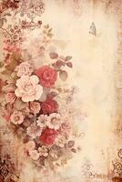 Vintage ▾ carta con fiori per scrapbooking, Vintage ▾ carte con Rose. foto