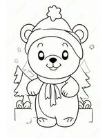 orsacchiotto orso colorazione pagina per inverno e Natale per bambini foto