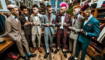 punk eleganza nel su misura moda. generativo ai. foto