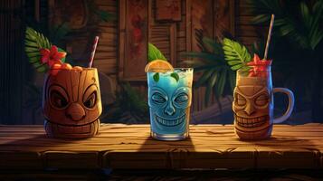 estate rinfrescante tiki cocktail su il sfondo ai generativo foto