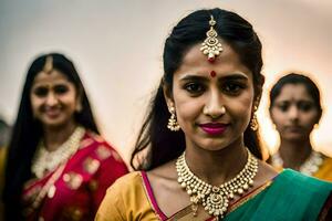 un' donna nel tradizionale indiano abbigliamento. ai-generato foto