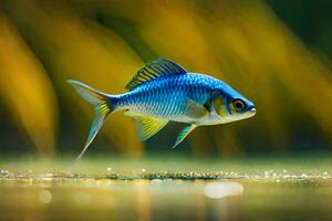 un' blu pesce è nuoto nel il acqua. ai-generato foto