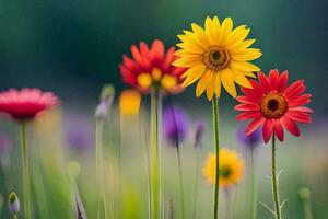 colorato fiori nel un' campo. ai-generato foto