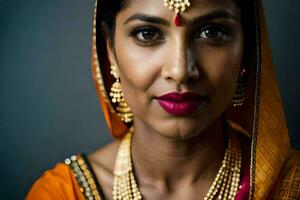 ritratto di un' bellissimo indiano donna. ai-generato foto