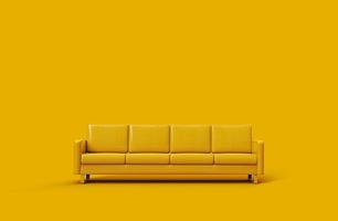 divano in pelle gialla isolato su sfondo giallo foto