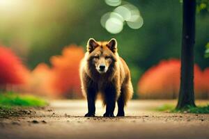 foto sfondo il foresta, autunno, cane, il animale, il animale, il animale, il. ai-generato