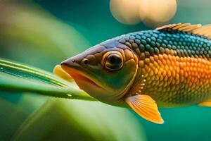 un' pesce con luminosa arancia e giallo colori. ai-generato foto