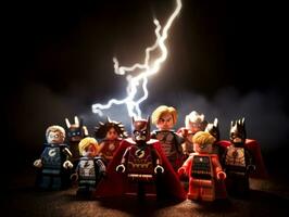 Lego eroi fare squadra su per Salva il mondo ai generativo foto