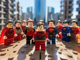 Lego eroi fare squadra su per Salva il mondo ai generativo foto