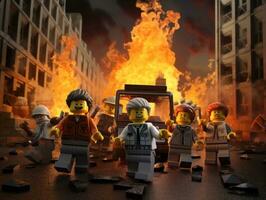 Lego eroi fare squadra su per Salva il mondo ai generativo foto