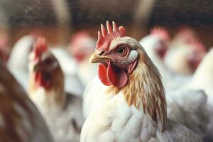 pollo azienda agricola con molti salutare pollo e fresco uova, ai generativo foto