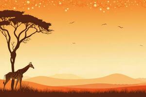 pittoresco giraffa africano savana albero. creare ai foto