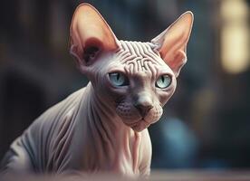 bellissimo foto sphynx gatto concetto, contemporaneo naturale e umore sociale sfondo. generativo ai