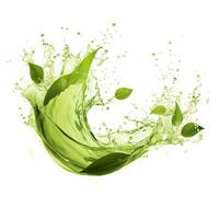 verde erbaceo tè onda spruzzo con le foglie fluire. ai generato foto