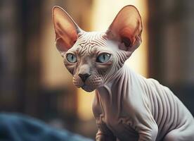 bellissimo foto sphynx gatto concetto, contemporaneo naturale e umore sociale sfondo. generativo ai