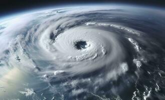 super tifone, tropicale tempesta, ciclone, tornado, al di sopra di oceano. tempo metereologico sfondo. generativo ai foto