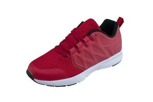 rosso sneaker contro bianca sfondo. sport scarpe foto