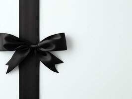 nero nastro per regalo scatola presente su bianca sfondo, nero Venerdì concetto, ai generato foto