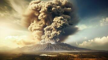 Islanda vulcanico cenere nube ai generato foto