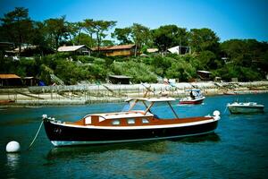 tipico barca a berretto furetto, Francia estate oceano costa foto