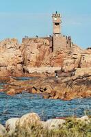 sereno faro su brehat isola, bretagna, Francia foto