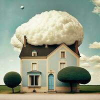 enigmatico nube Casa surreale ai generato architettura foto