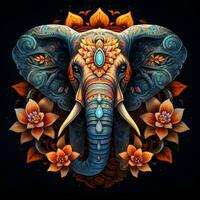 incantevole ai generato elefante mandala foto