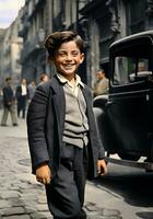 gioioso giovanotto nel il strade di Parigi generativo ai foto