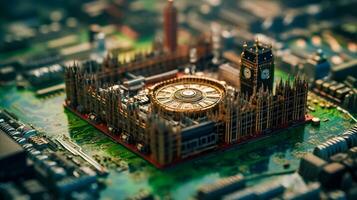 metropoli microchippato Londra su un' scheda madre generativo ai foto