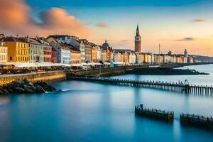 il città di Copenaghen, Danimarca a tramonto. ai-generato foto