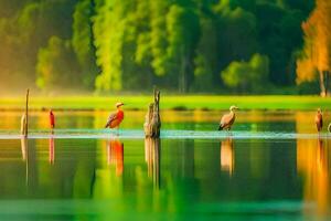 foto sfondo uccelli, il foresta, il lago, il uccelli, il uccelli, il uccelli,. ai-generato