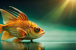 un' pesce con un' luminosa arancia corpo e lungo pinne. ai-generato foto