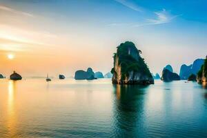 halong baia, Vietnam. ai-generato foto