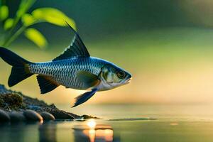 un' pesce è nuoto nel il acqua. ai-generato foto