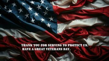 grazie voi per servendo per proteggere noi. avere un' grande veterani giorno. foto