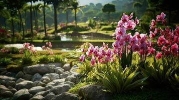 naturale campagna orchidea giardini ai generato foto