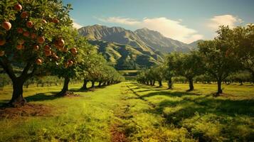 rosso campagna Mela frutteti ai generato foto